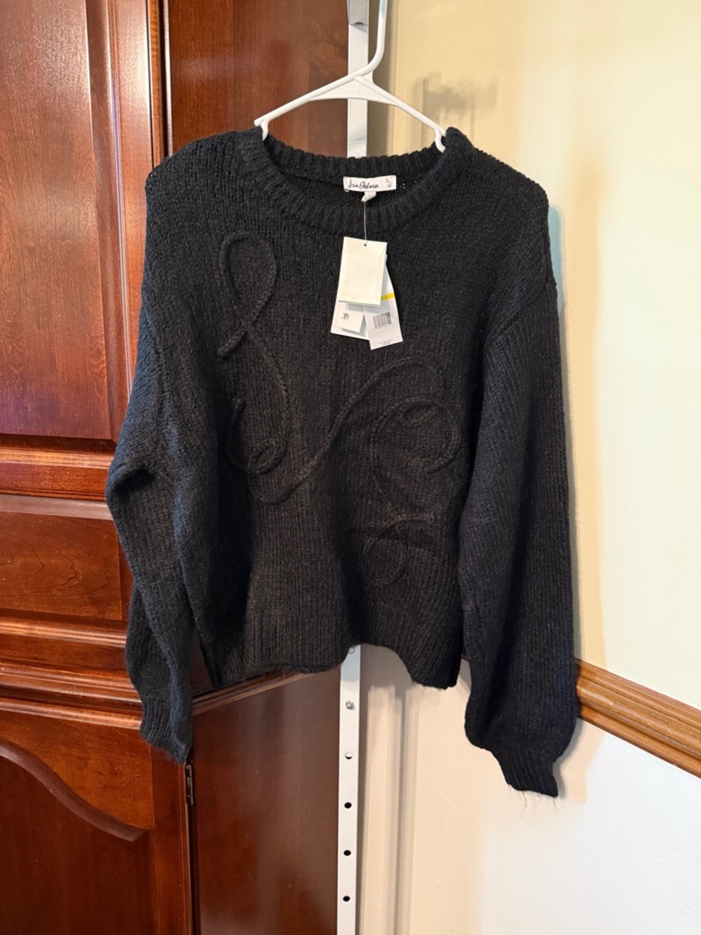 NWT Sam Edelman Khloe Boxy Pullover Sz Medium Black Wool Blend Soft!